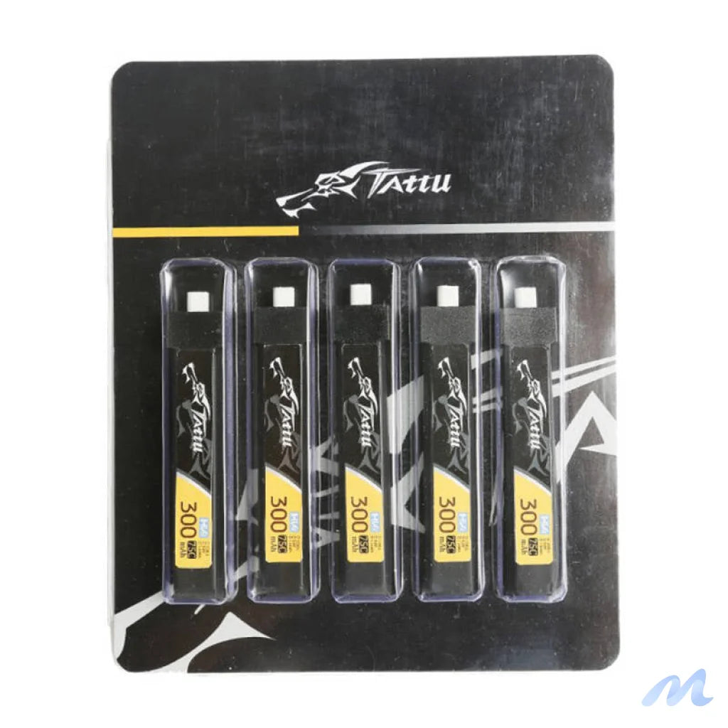Tattu LiPo 300mAh 3.8V 75C 1S1P HV BT2.0.5 battery (5pcs)