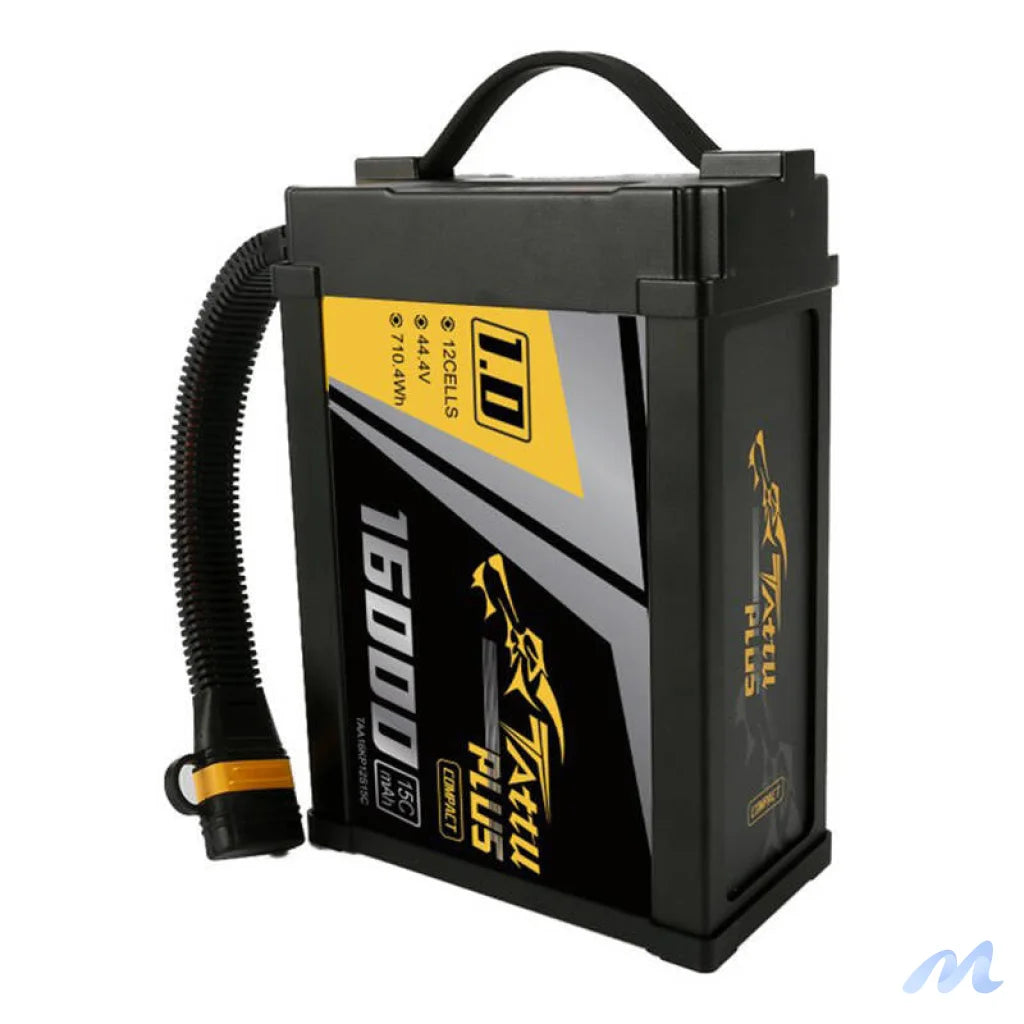 Tattu Plus 1.0 Compact version 16000mAh 12S 15C 44.4V Lipo battery pack with AS150U Plug