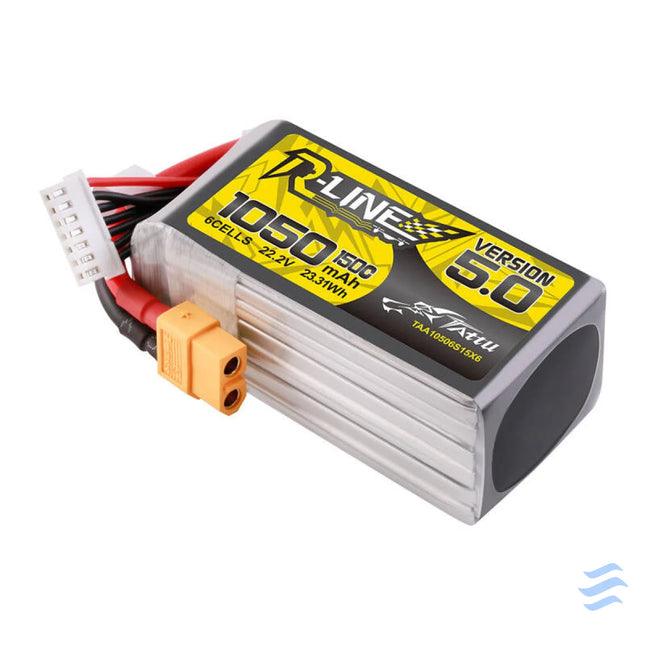 Tattu R Line 5.0 1050mAh 22.2V 6S 150C XT60 Plug Battery Lithium and NiMH