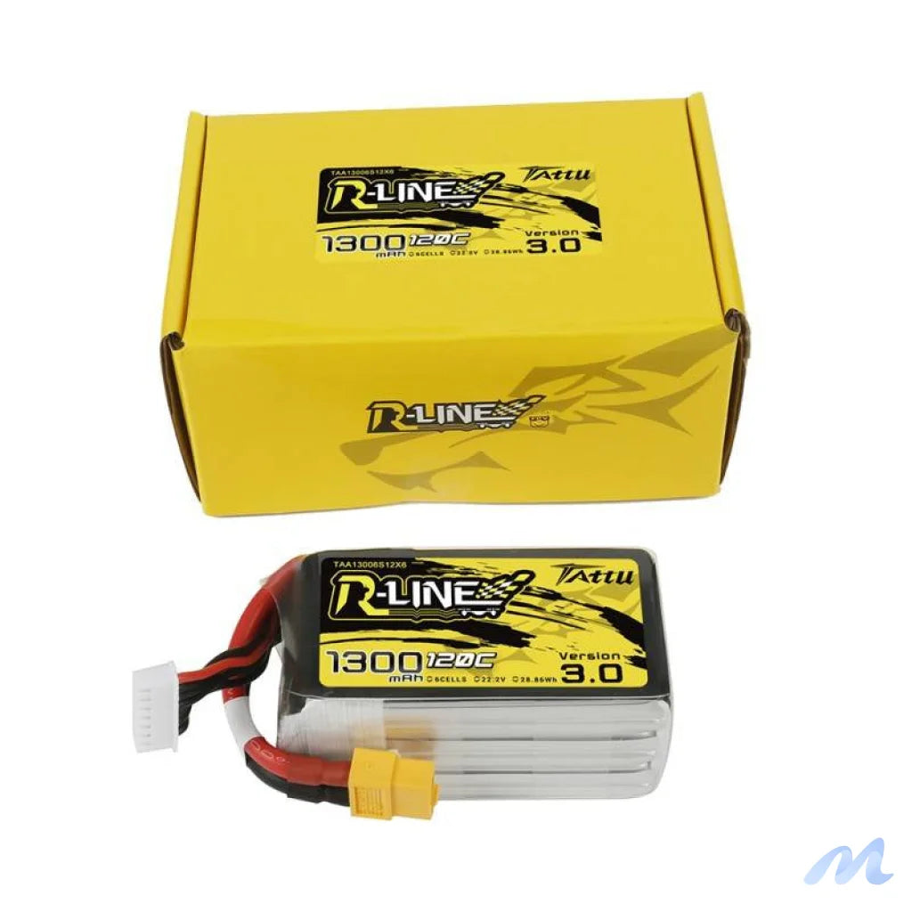 Tattu R-Line Version 3.0 1300mAh 22.2V 120C 6S1P XT60 battery