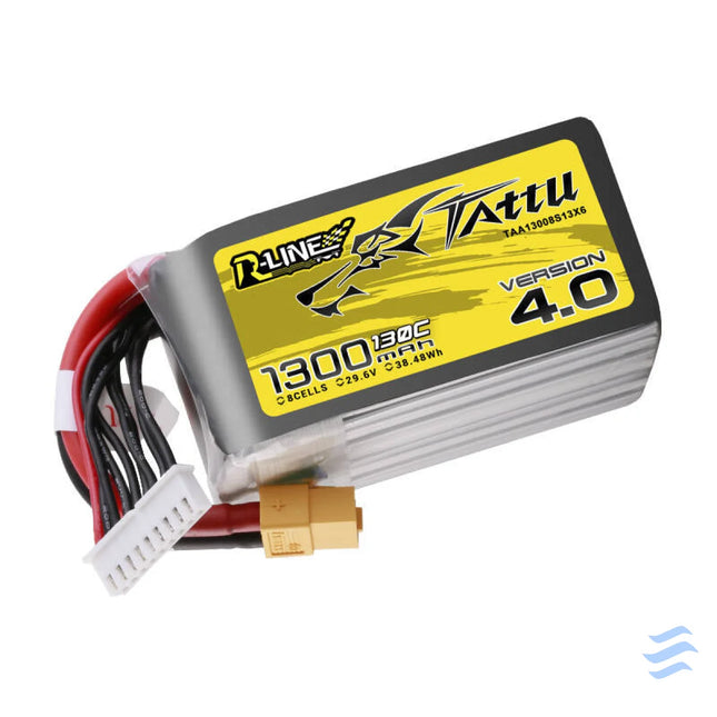Tattu R Line Version 4.0 1300mAh 29.6V 130C 8S1P Lipo Battery Pack with XT60 Plug Lithium and NiMH