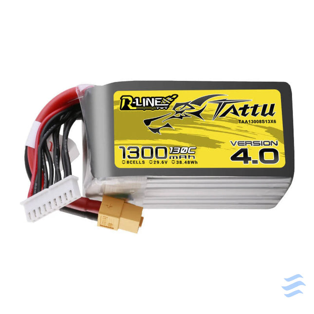 Tattu R Line Version 4.0 1300mAh 29.6V 130C 8S1P Lipo Battery Pack with XT60 Plug Lithium and NiMH
