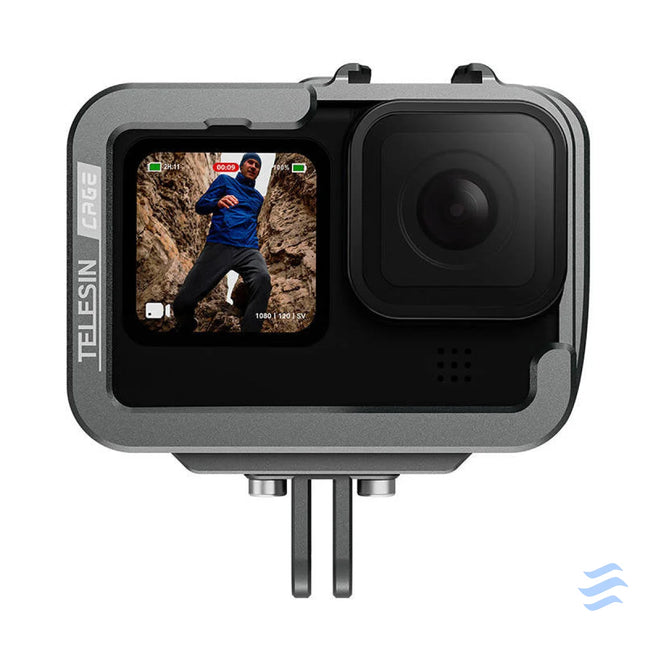TELESIN Aluminum cage for GoPro Hero 12/11/10/9 + vertical adapter For sports cameras