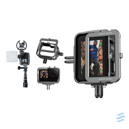 TELESIN Aluminum cage for GoPro Hero 12/11/10/9 + vertical adapter For sports cameras