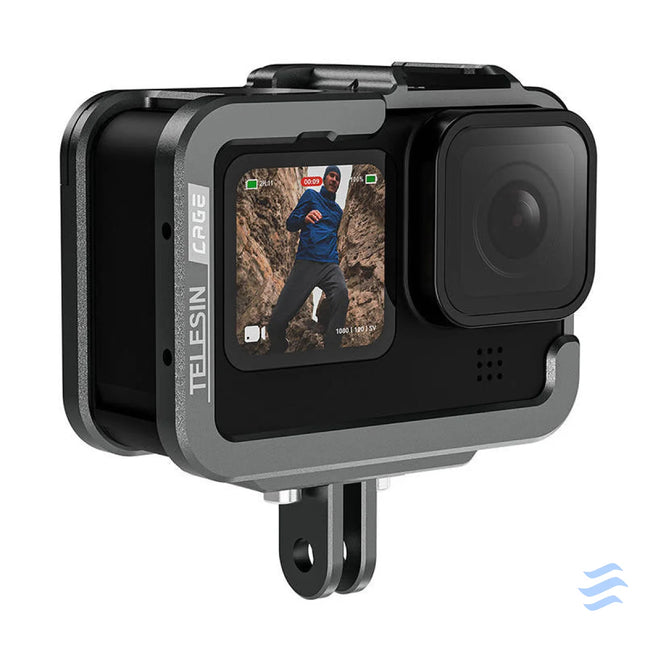TELESIN Aluminum cage for GoPro Hero 12/11/10/9 + vertical adapter For sports cameras