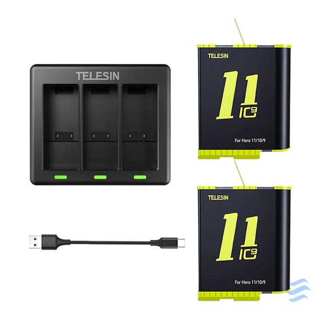 Telesin three channel charger + 2 batteries for GoPro Hero 9 / 10 / 11 / 12 (GP BTR 903 B) For sports cameras