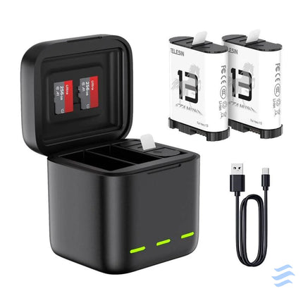 Three channel battery charger for GoPro Hero 13 Black Telesin (S0 BCG 10 TGP) For sports cameras