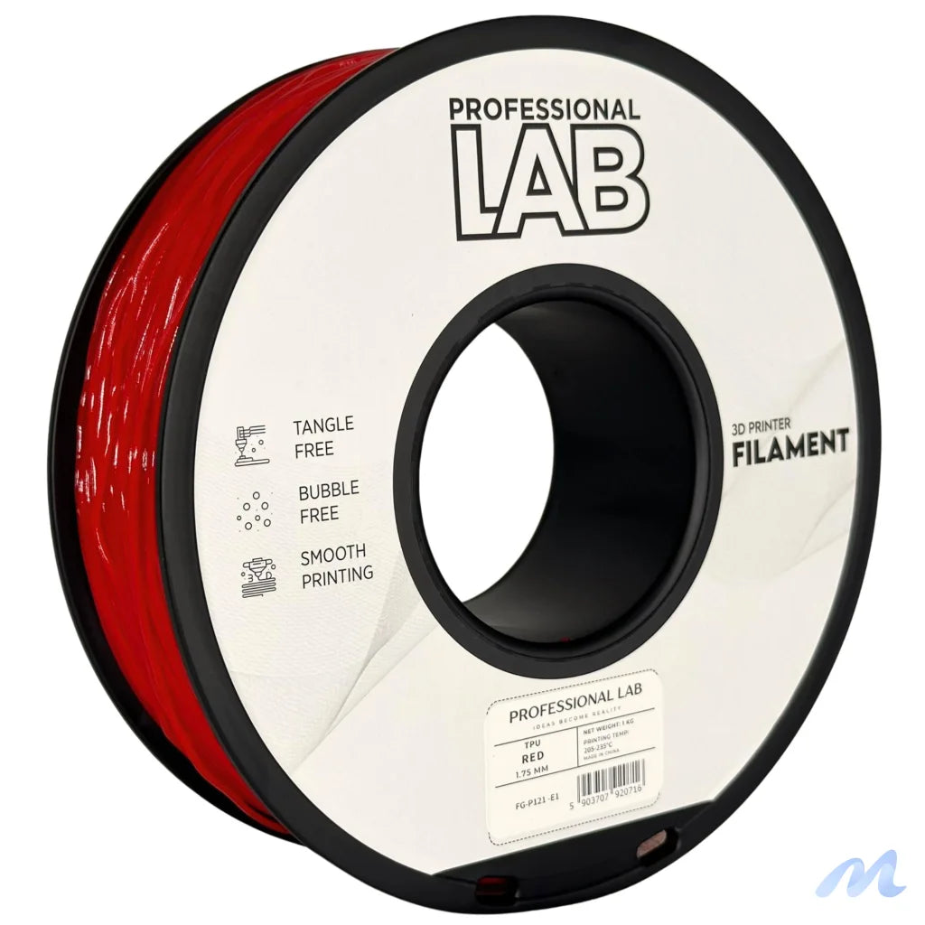 TPU is a flexible and wear-resistant filament, suitable for printing rubber-like parts such as seals, gaskets, cases, or flexible mounts. Requires low print speed and proper filament guidance.