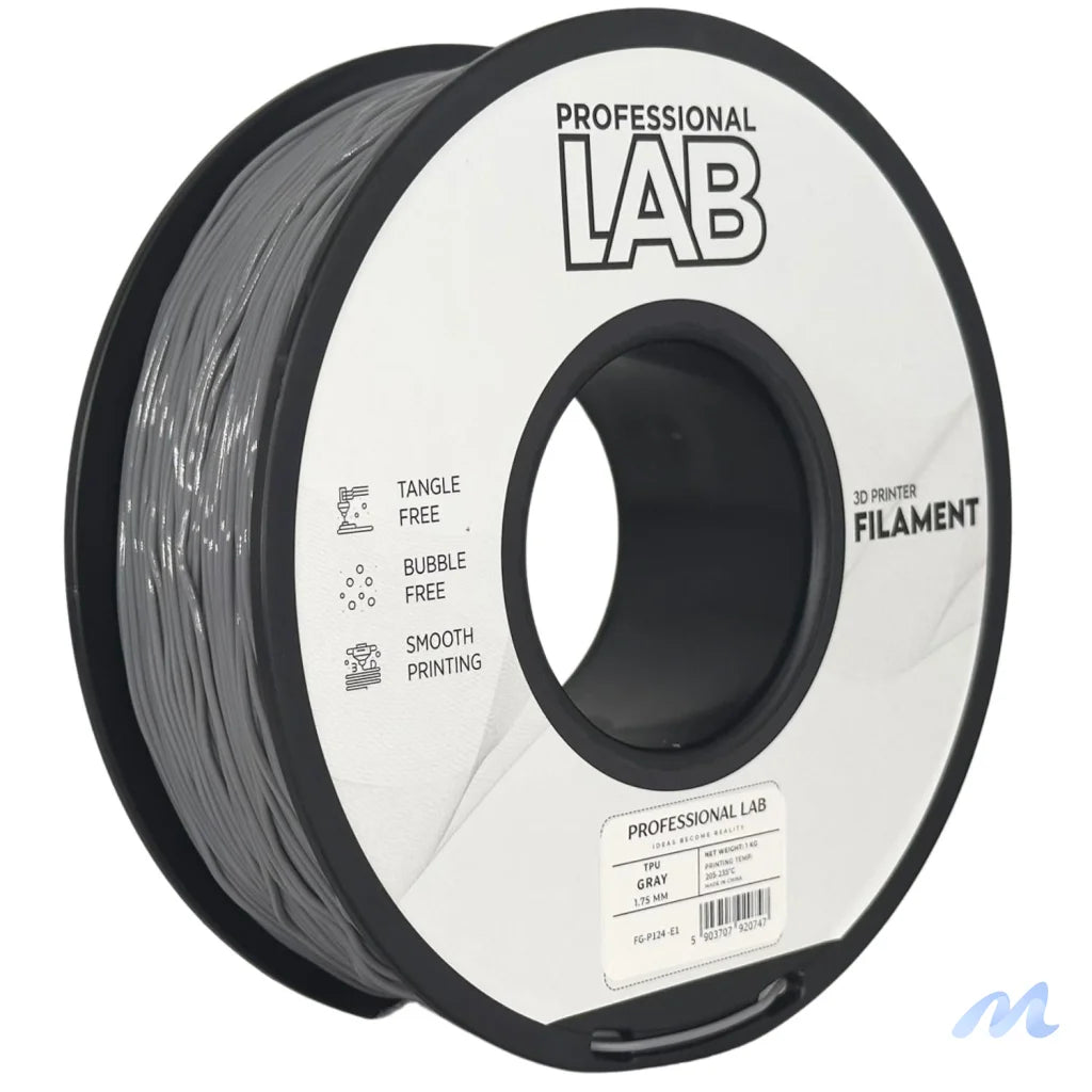 TPU is a flexible and wear-resistant filament, suitable for printing rubber-like parts such as seals, gaskets, cases, or flexible mounts. Requires low print speed and proper filament guidance.