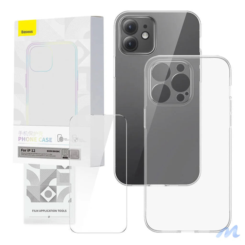 Transparent Case and Tempered Glass set Baseus Corning for iPhone 12