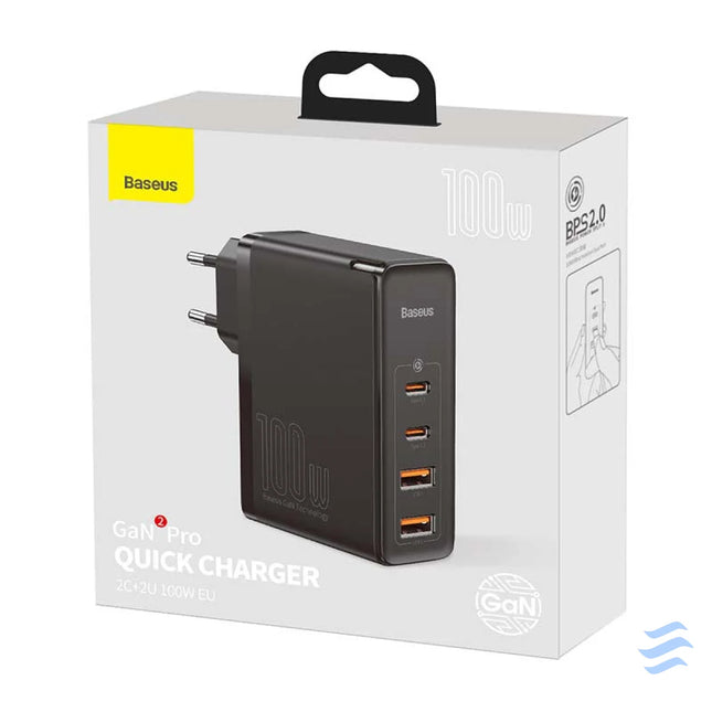 Travel Charger Baseus GaN2 Pro Quick 2x USB + 2x USB C 100W EU (Black) mains chargers