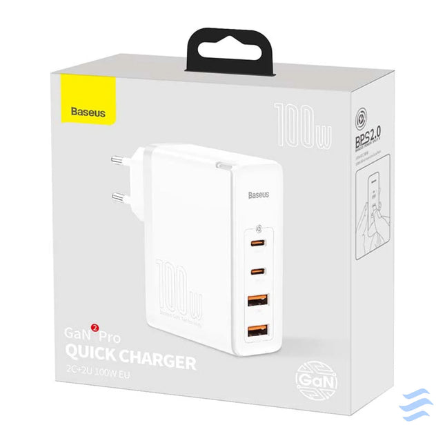 Travel Charger Baseus GaN2 Pro Quick 2x USB + 2x USB C 100W EU (white) mains chargers