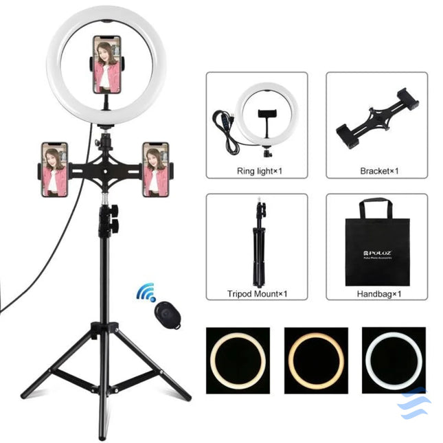 Tripod Mount Puluz with 26cm LED Ring Vlogging 1,1m PKT3070B Ring lights