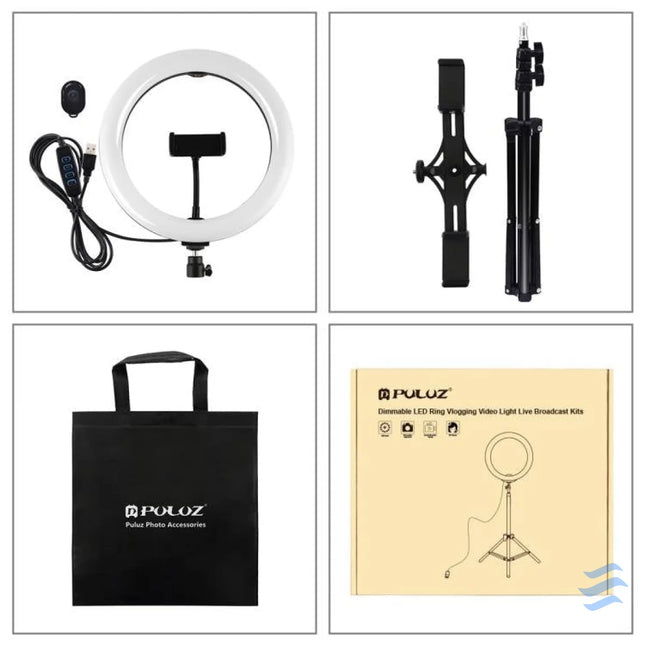 Tripod Mount Puluz with 26cm LED Ring Vlogging 1,1m PKT3070B Ring lights