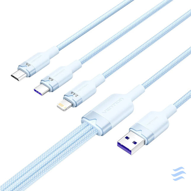 USB 2.0 A to 3 in 1 6A cable Vention CTRLG 1.5M (blue) USB cables
