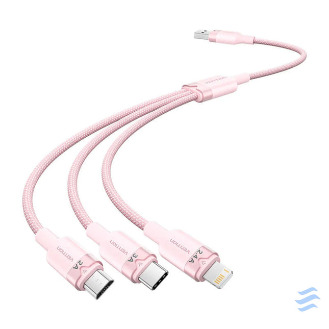USB 2.0 A to 3in1 3A cable Vention CTPPG 1.5M (pink) USB cables