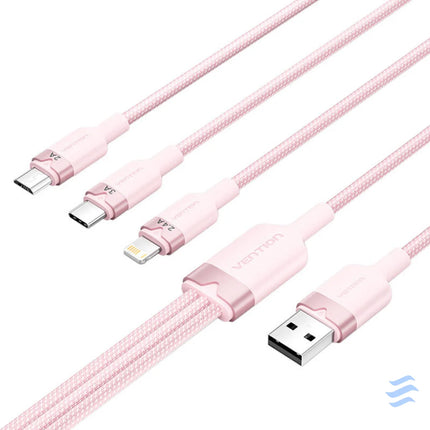 USB 2.0 A to 3in1 3A cable Vention CTPPG 1.5M (pink) USB cables
