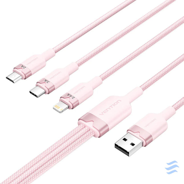 USB 2.0 A to 3in1 3A cable Vention CTPPG 1.5M (pink) USB cables