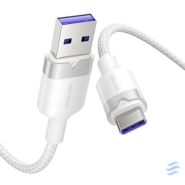 USB 2.0 A to USB C 6A Vention CTOWF 1M cable (white) USB cables