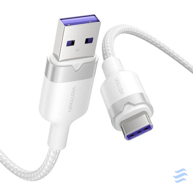 USB 2.0 A to USB C 6A Vention CTOWH 2M cable (white) USB cables