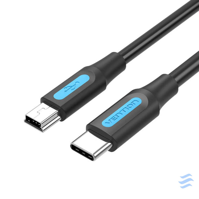 USB C 2.0 to Mini B cable Vention COWBF 2A 1m black USB to USB C