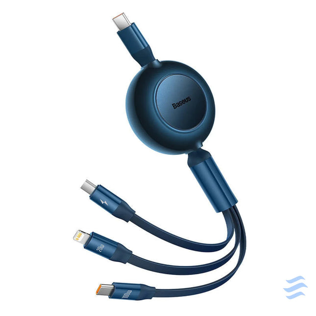 USB C 3 in 1 cable Baseus Bright Mirror 4 for micro USB / USB C / Lightning 100W / 3.5A 1.1m (Blue) Combo Cables