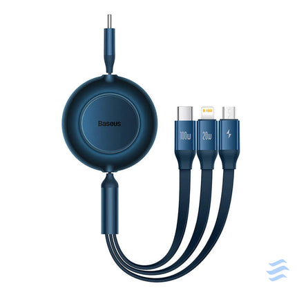 USB C 3 in 1 cable Baseus Bright Mirror 4 for micro USB / USB C / Lightning 100W / 3.5A 1.1m (Blue) Combo Cables