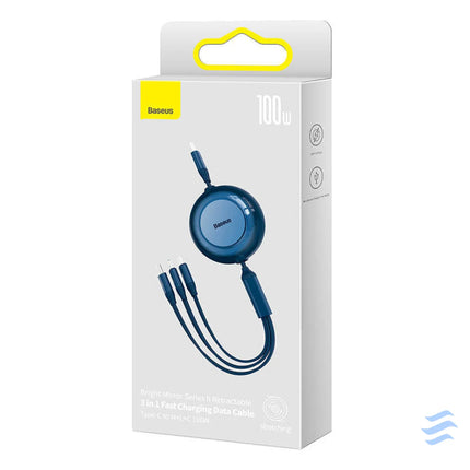 USB C 3 in 1 cable Baseus Bright Mirror 4 for micro USB / USB C / Lightning 100W / 3.5A 1.1m (Blue) Combo Cables