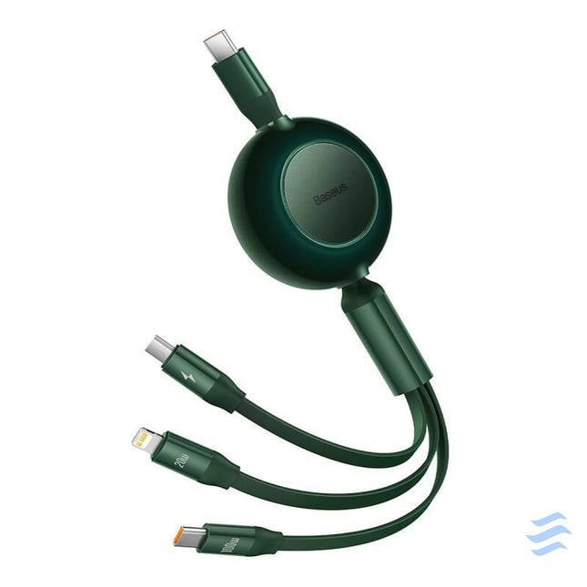 USB C 3 in 1 cable Baseus Bright Mirror 4 for micro USB / USB C / Lightning 100W / 3.5A 1.1m (Green) Combo Cables