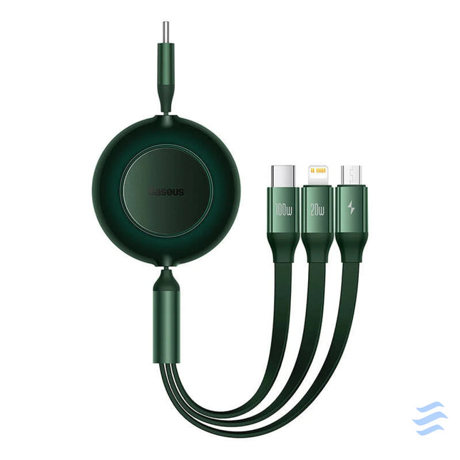 USB C 3 in 1 cable Baseus Bright Mirror 4 for micro USB / USB C / Lightning 100W / 3.5A 1.1m (Green) Combo Cables