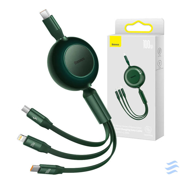 USB C 3 in 1 cable Baseus Bright Mirror 4 for micro USB / USB C / Lightning 100W / 3.5A 1.1m (Green) Combo Cables