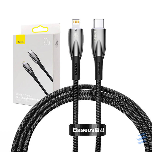 USB C cable for Lightning Baseus Glimmer Series 20W 1m (Black) USB C to Lightning