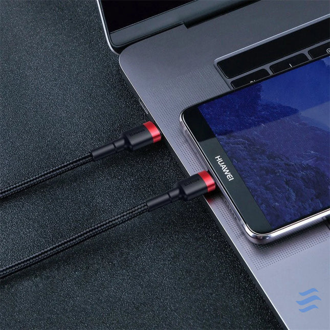 USB C PD Baseus Cable Cafule PD 2.0 QC 3.0 60W 1m (black and red) USB C to USB C