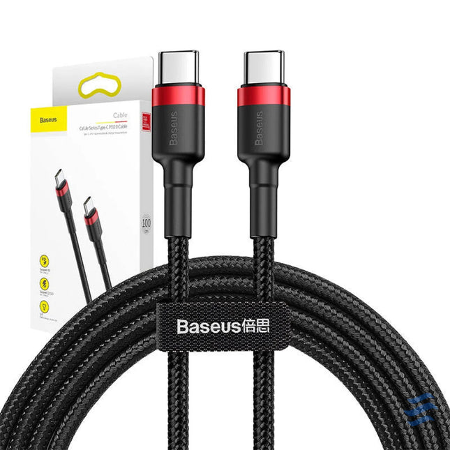 USB C PD Baseus Cable Cafule PD 2.0 QC 3.0 60W 1m (black and red) USB C to USB C