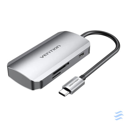 USB C to 3x USB3.0 Docking Station SD TF PD 0.15m Vention TNHHB gray Docking stations