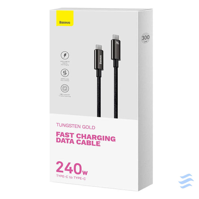 USB C to USB C cable Baseus Tungsten Gold 240W 3m (black) USB C to USB C