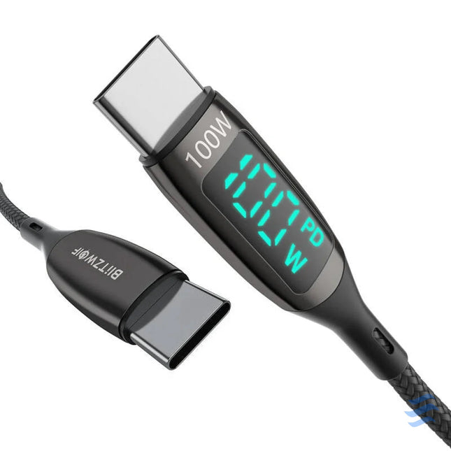 USB C to USB C cable BlitzWolf BW TC23 with display 100W 1.8m (black) USB C to USB C