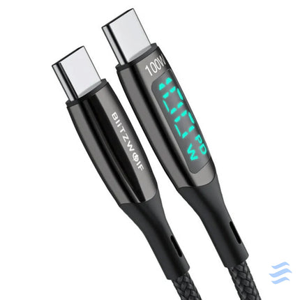 USB C to USB C cable BlitzWolf BW TC23 with display 100W 1.8m (black) USB C to USB C
