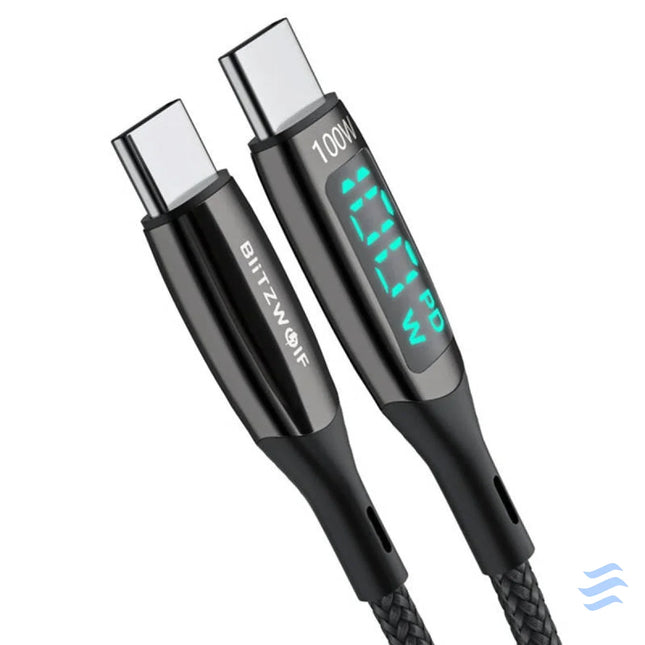 USB C to USB C cable BlitzWolf BW TC23 with display 100W 1.8m (black) USB C to USB C