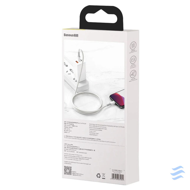 USB C to Lightning Baseus High Density Braided Cable 20W PD 2m (white) USB C to Lightning