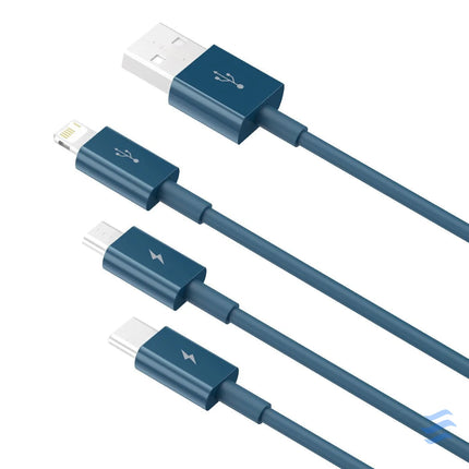 USB cable 3in1 Baseus Superior Series USB to micro USB / USB C / Lightning 3.5A 1.5m (blue) Combo Cables