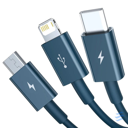 USB cable 3in1 Baseus Superior Series USB to micro USB / USB C / Lightning 3.5A 1.5m (blue) Combo Cables