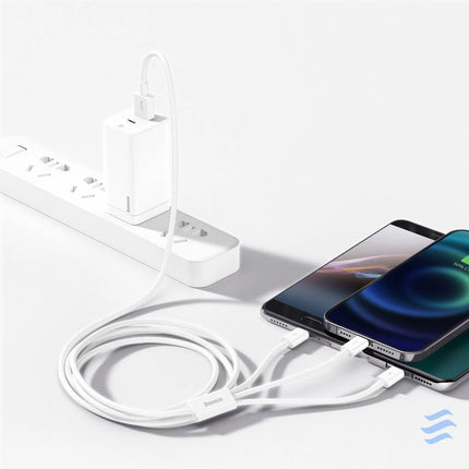 USB cable 3in1 Baseus Superior Series USB to micro USB / USB C / Lightning 3.5A 1.5m (white) Combo Cables