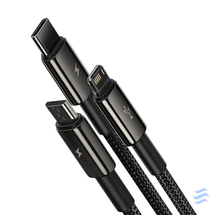 USB cable 3in1 Baseus Tungsten Gold USB to micro USB / USB C / Lightning 3.5A 1.5m (black) Combo Cables