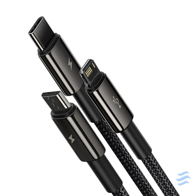 USB cable 3in1 Baseus Tungsten Gold USB to micro USB / USB C / Lightning 3.5A 1.5m (black) Combo Cables