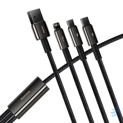 USB cable 3in1 Baseus Tungsten Gold USB to micro USB / USB C / Lightning 3.5A 1.5m (black) Combo Cables