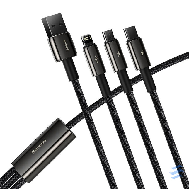 USB cable 3in1 Baseus Tungsten Gold USB to micro USB / USB C / Lightning 3.5A 1.5m (black) Combo Cables