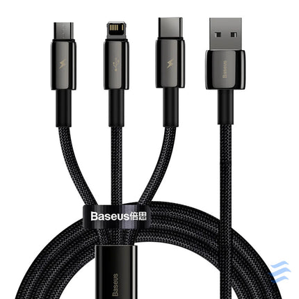 USB cable 3in1 Baseus Tungsten Gold USB to micro USB / USB C / Lightning 3.5A 1.5m (black) Combo Cables