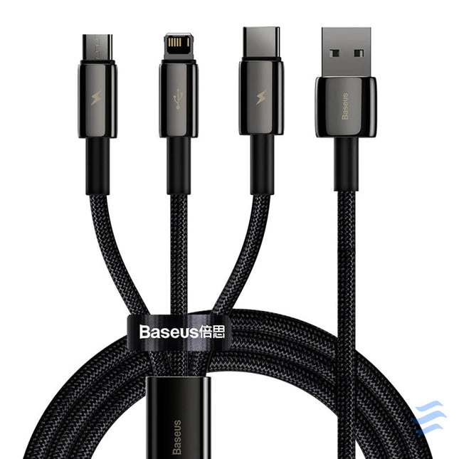 USB cable 3in1 Baseus Tungsten Gold USB to micro USB / USB C / Lightning 3.5A 1.5m (black) Combo Cables