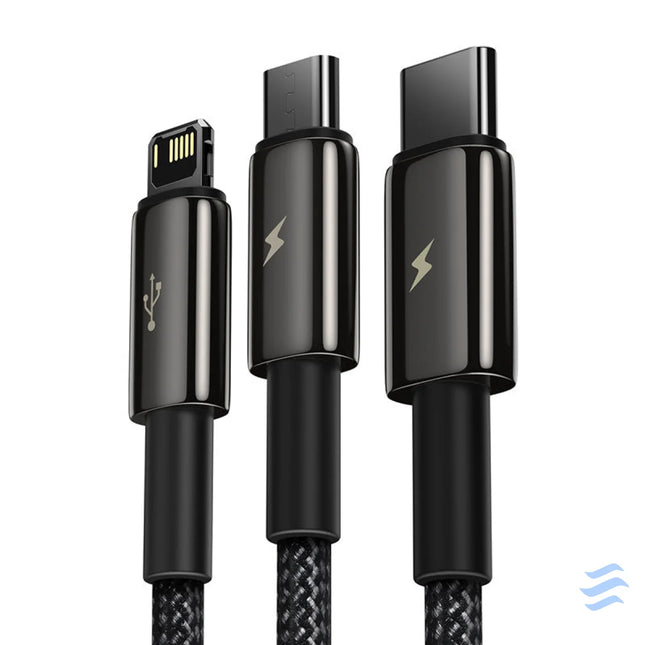 USB cable 3in1 Baseus Tungsten Gold USB to micro USB / USB C / Lightning 3.5A 1.5m (black) Combo Cables